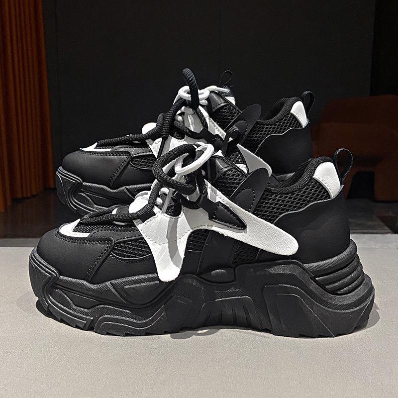 Mesh Breathable Non-slip Soft-soled Dad Shoes Women's 2025 New Summer Thick-soled Heightened and Small Casual Sports Shoes