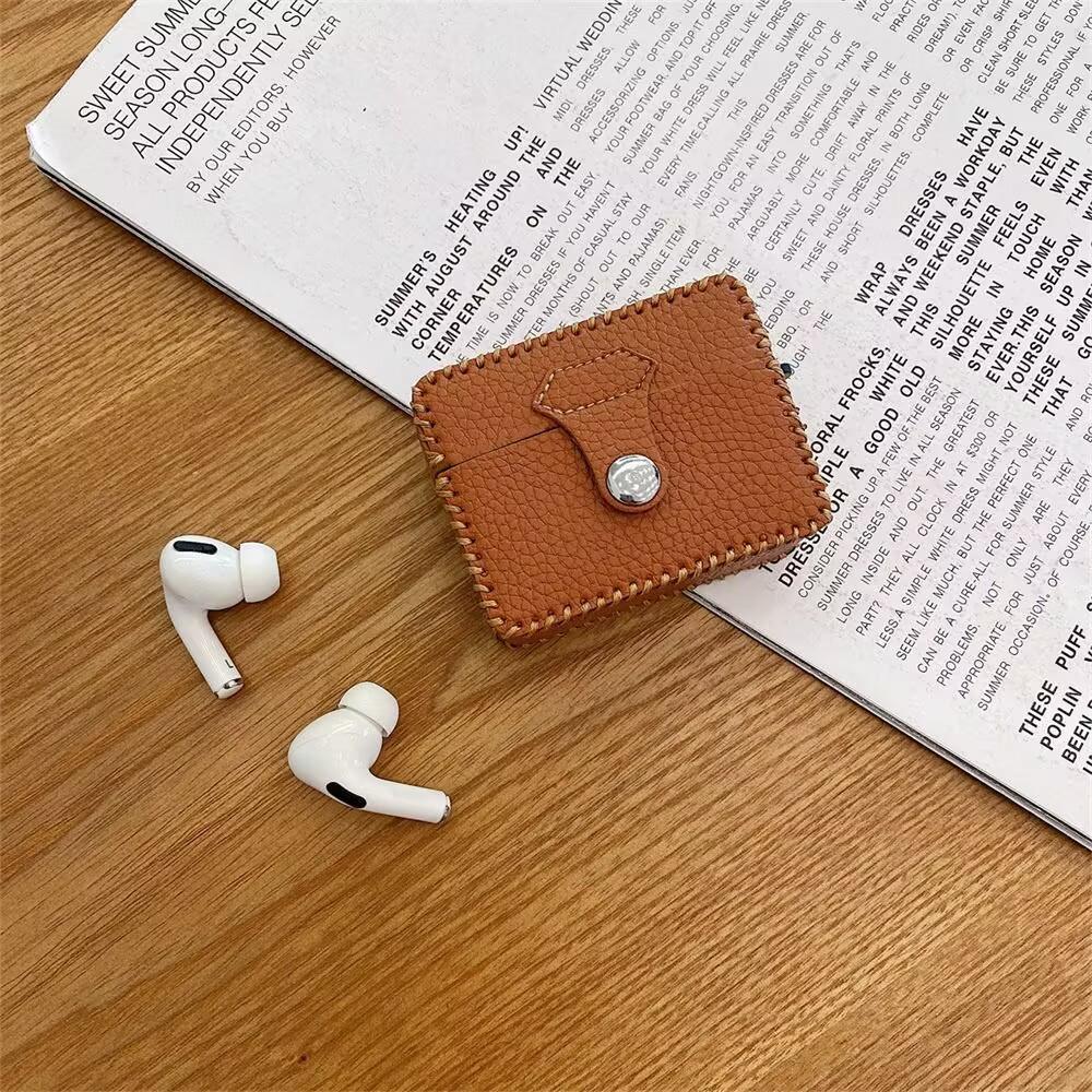 Luxury Lychee Pattern Leather Case for Apple AirPods 1/2/Pro2 Earphone Protective Bag Charging Box Cover for AirPod 3/4 Fundas