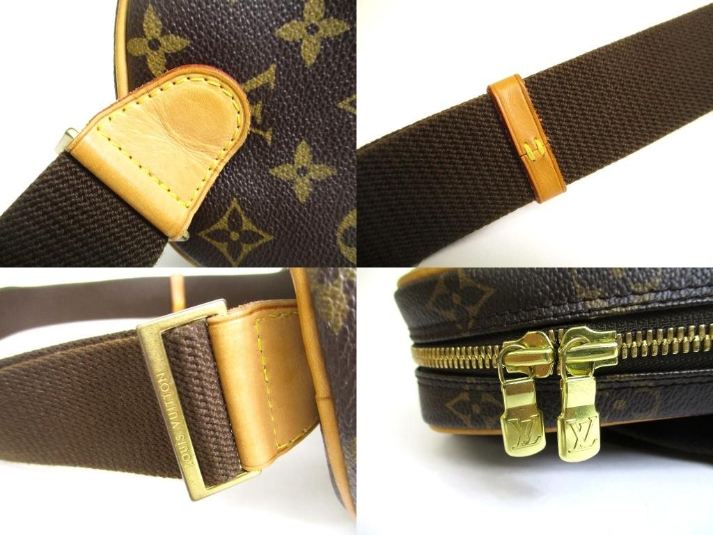 Autentická LOUIS VUITTON Monogram Hnědá Kožená Ledvinka Pásková Taška Gange #b049 Renovováno prodejcem