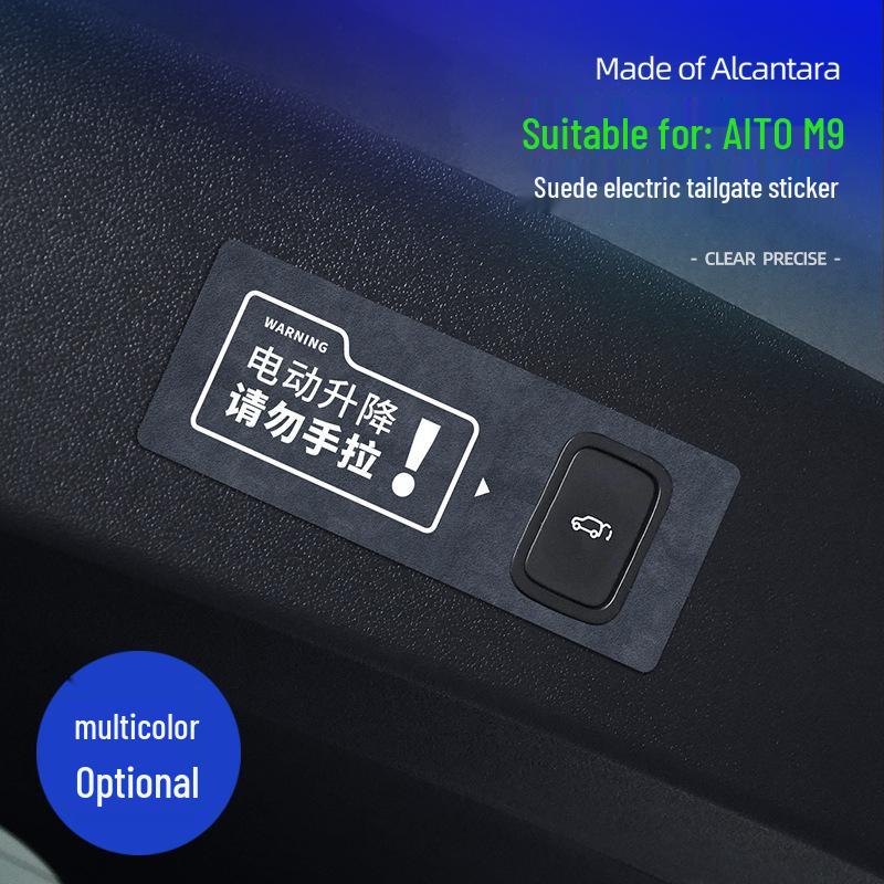 Alcantara Suede Tailgate Reminder Sticker for AITO M9 Interior Decoration