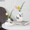 Silver Butterfly Decorative Ceramic Vase Flowers Pots Desk Decoration Flower Arrangement Floral Vases Room Aesthetic Decor