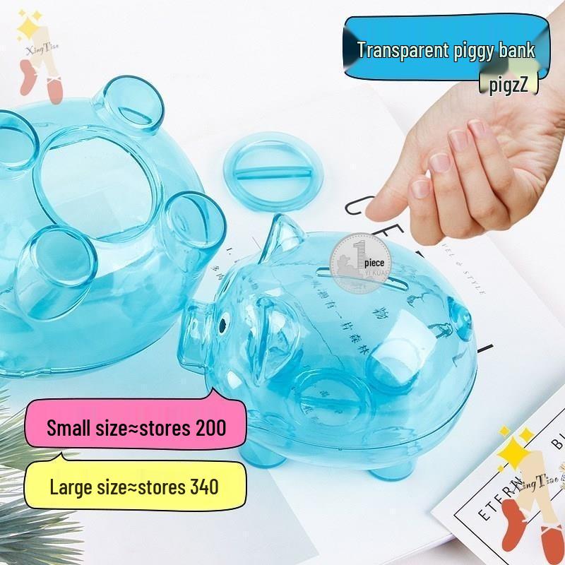 Cartoon-Sparschwein: Transparente, langlebige Sparbüchse aus Kunststoff für Kinder