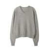 In-Stock: Women's V-Neck Wool Sweater - Fall/Winter Design, Simple Loose Fit, Slimming Knit Top