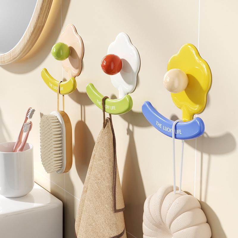 Bathroom Non-drilling Strong Adhesive Hook, Household Bathroom Wall Hanging Towel Storage Load-bearing Adhesive Hook