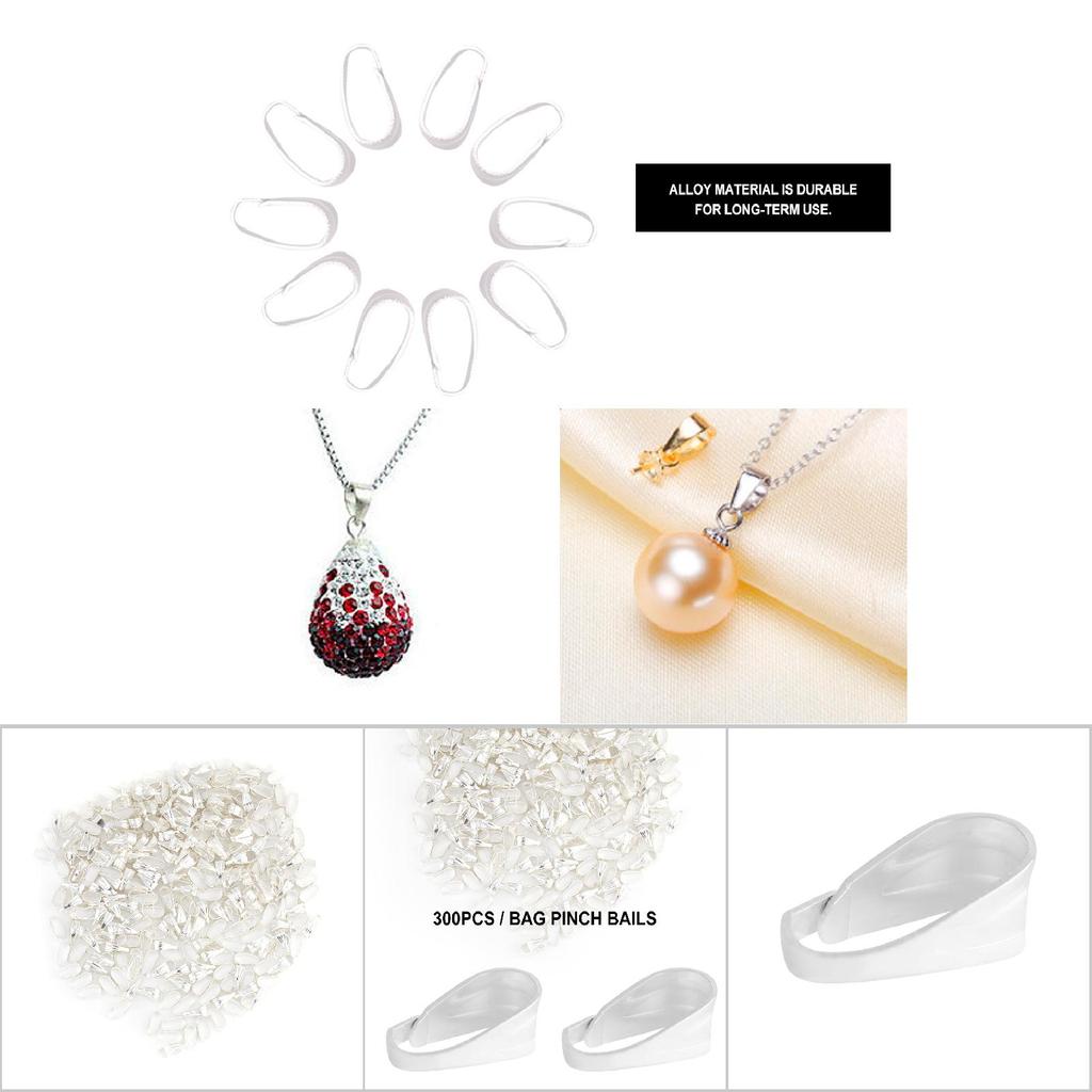 300 vnt. / maišelis Pakabukų jungikliai Užspaudžiamos sąvaržėlės Užsegimai Spaudžiami papuošalų komponentai Lydinio kilpelės (sidabras)