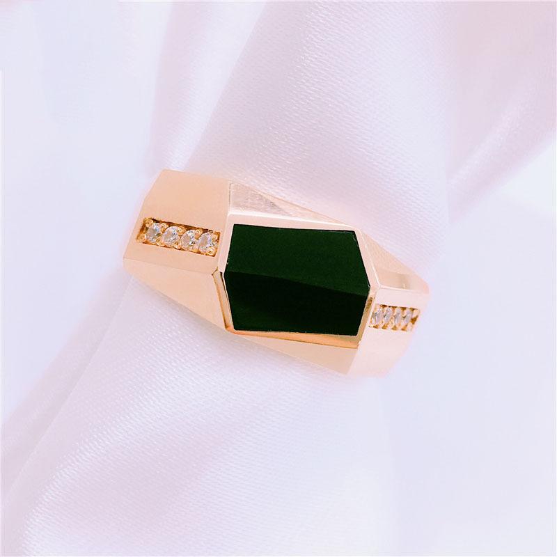 Purple Gold Foreign Style Ring, Premium Cold Plated Rose Gold Niche Black Stone Color Gold Ring