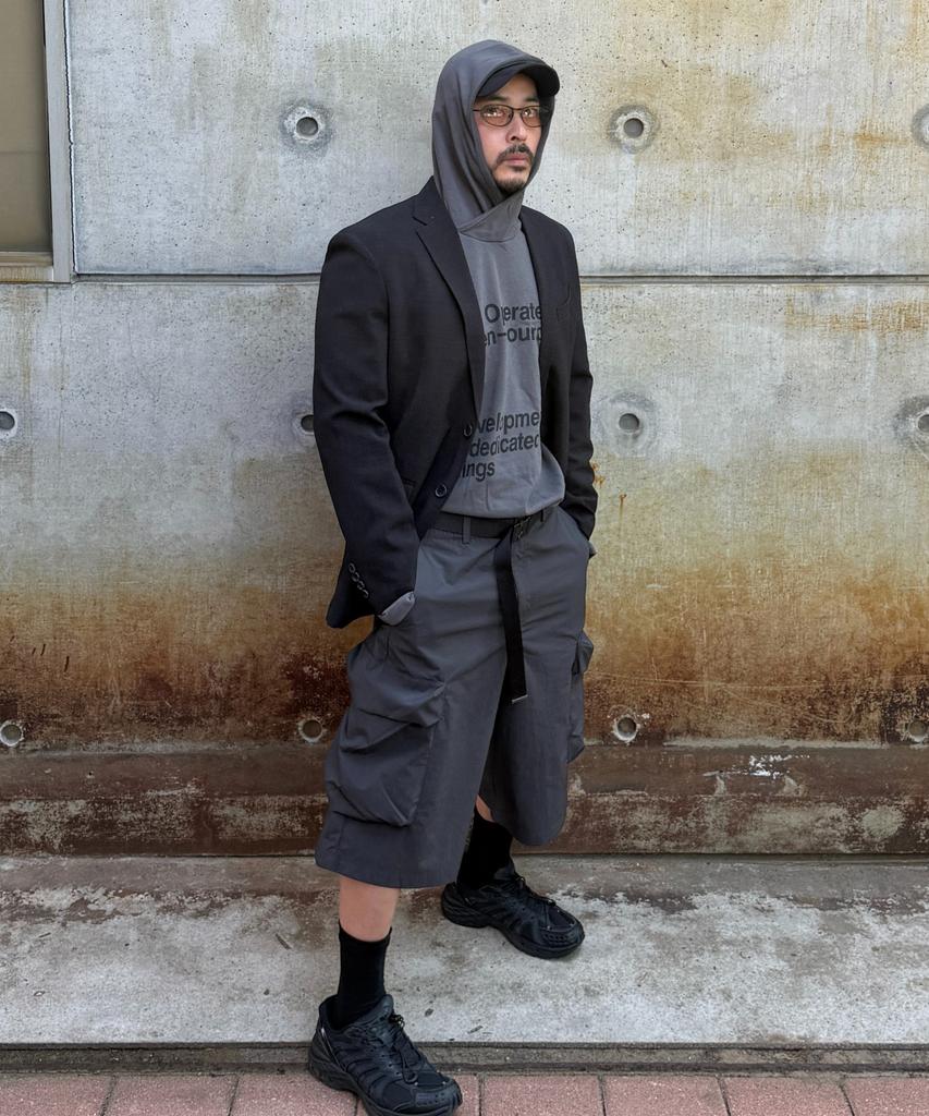 Kallapataleu Nylon Banding Cargo Pocket Bermuda Shorts - Charcoal