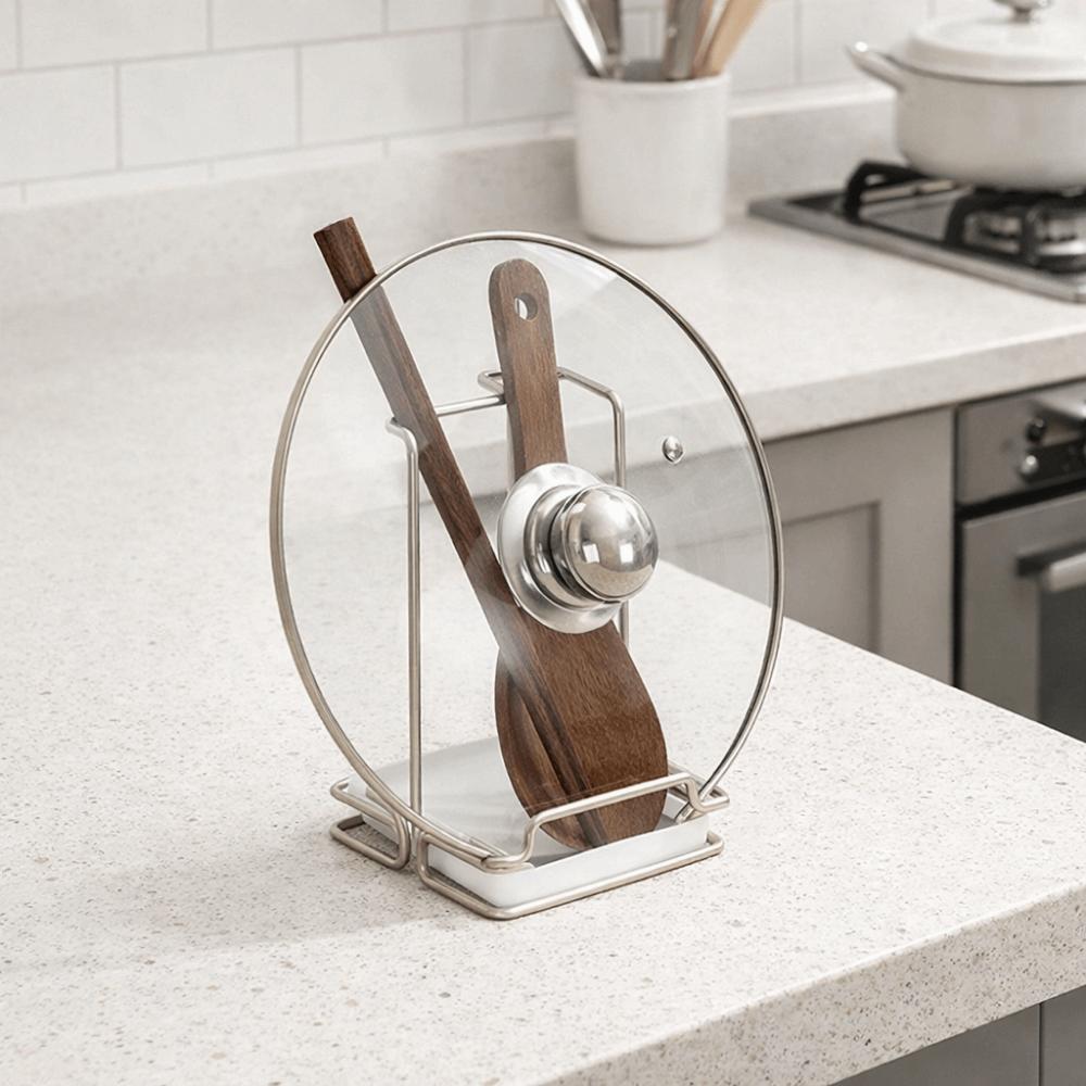 Rust-proof Pot Cover Shelf Stainless Steel Spoon Rack Utensils Organizer  Cooking Utensils