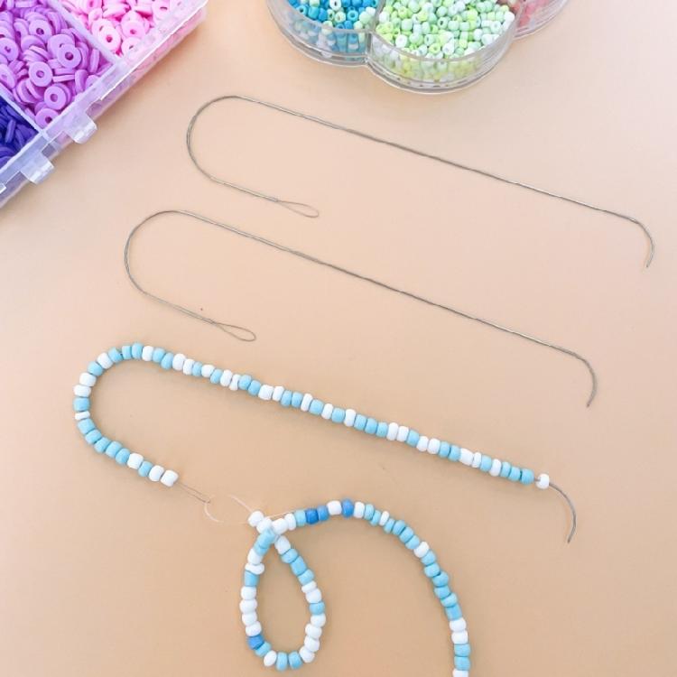 4Pieces Bead Spinner Needle Set Portable Bead Spinner Needle Set Large Eye Needle for Handmade Jewelry and Beadwork