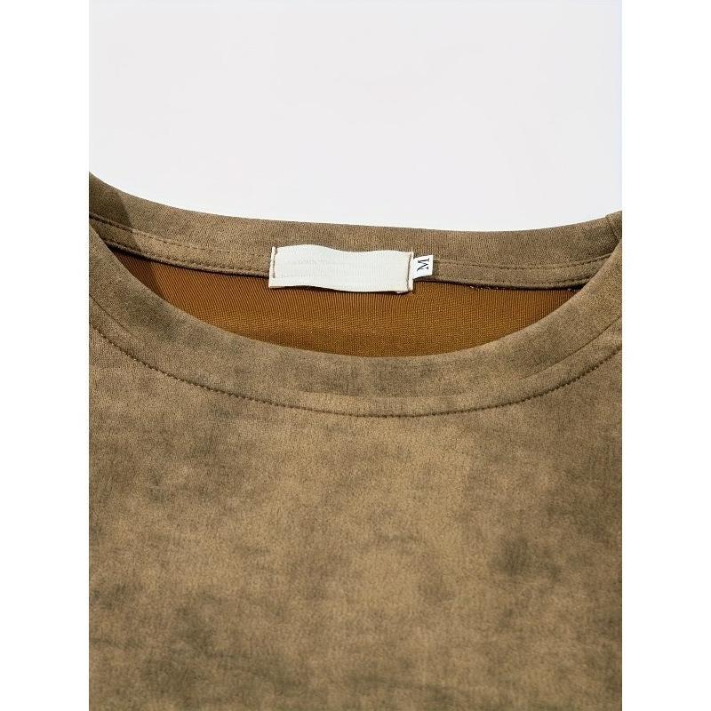 Men's Vintage Washed Tie-Dye T-Shirt with Camouflage & 90s Retro Graphic Print - Relaxed Fit Casual Short Sleeve Top for Summer, Gym & Outdoor