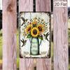 1PC Rustic Sunflower Metal Tin Sign, 2D Flat Hummingbird Plaque with Enjoy The Little Things Quote, Farmhouse Wall Decor