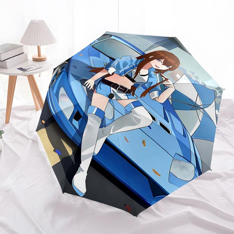 

1pc Rainbow Girl Outdoor Umbrella - Automatic Open/Closed, 3-Fold Design, 8-Bone Iron Frame, Perfect Gift for Fans, Travelers, Daily Use.W088