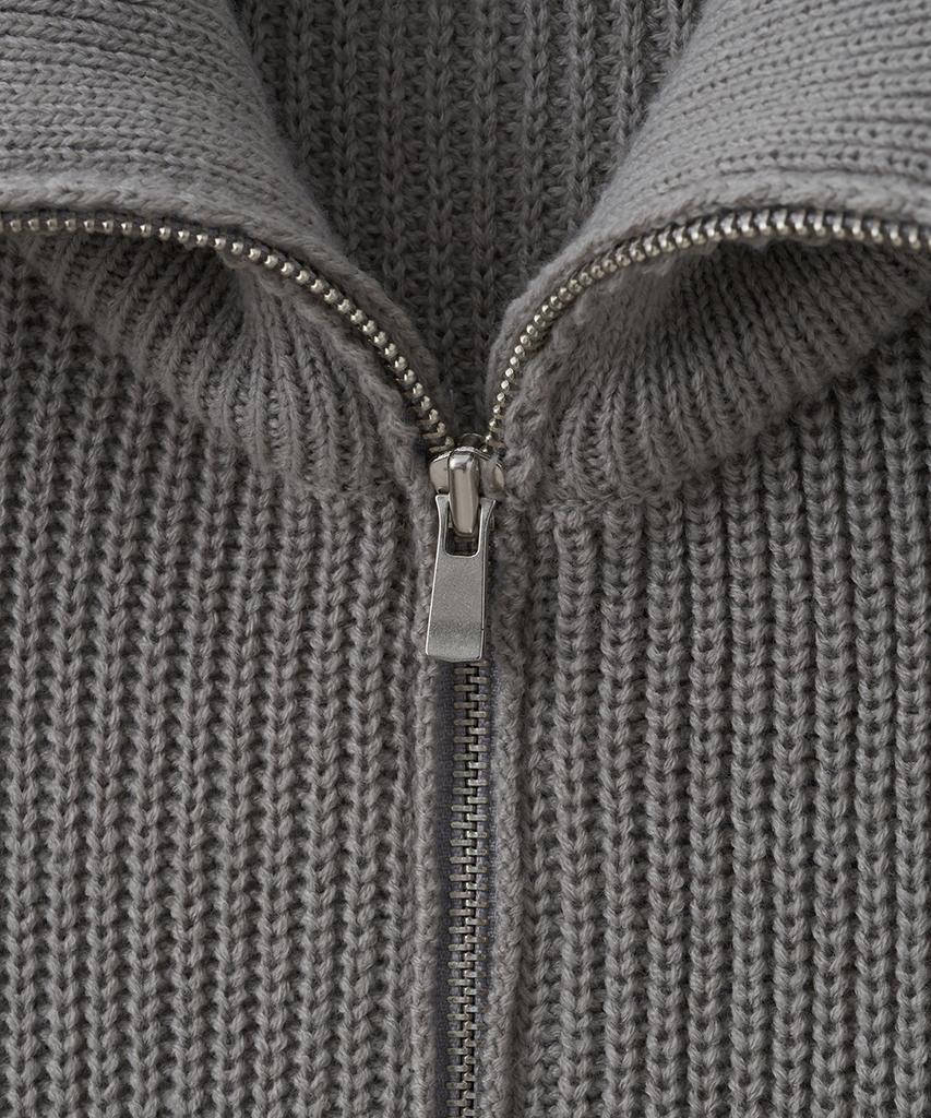 BLOND9 Half Zip Rib Knit Top_Gray