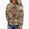 Women Western Ethnic Style Printed Hooded Sweatshirt Fall Winter