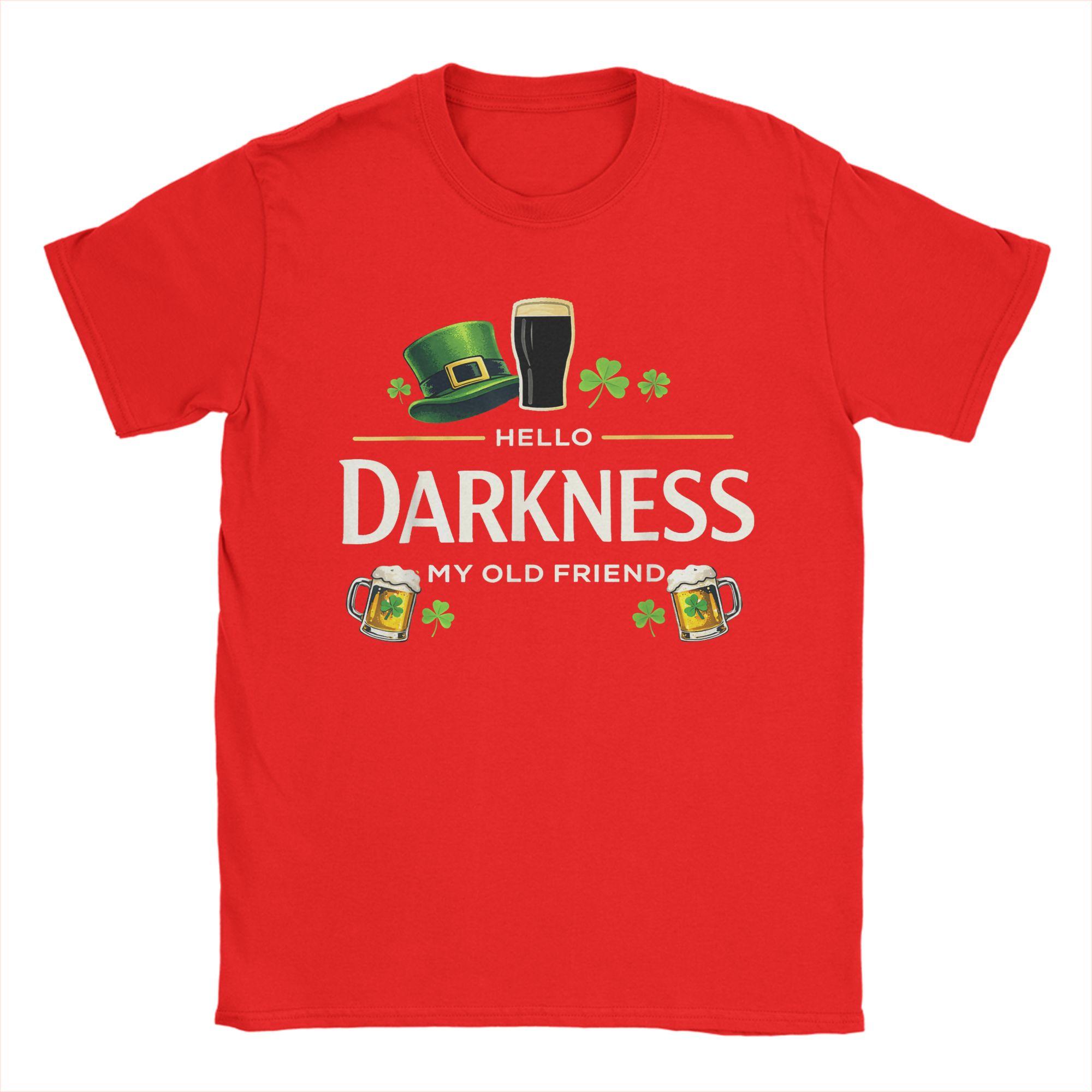 Hello Darkness My Old Friend Funny Irish Shamrock Beer T Shirt Unisexs Pure Cotton Vintage TShirt Crewneck Tees Short Sleeve S