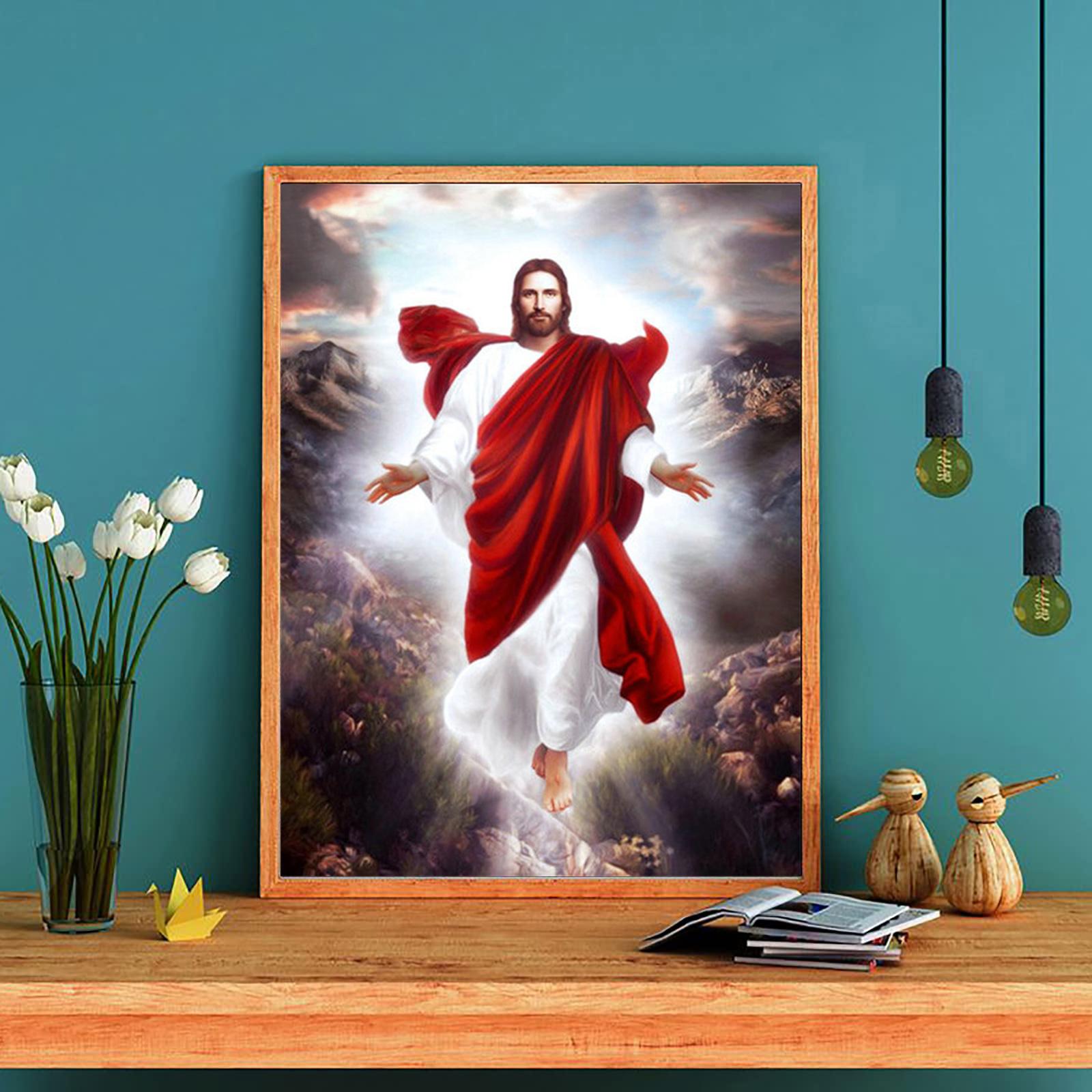 

5D DIY Алмазний живопис Ісус Набір для вишивки хрестиком Мозаїка Алмазна вишивка Повна кругла квадратна дриль Домашня прикраса Round 30x40cm