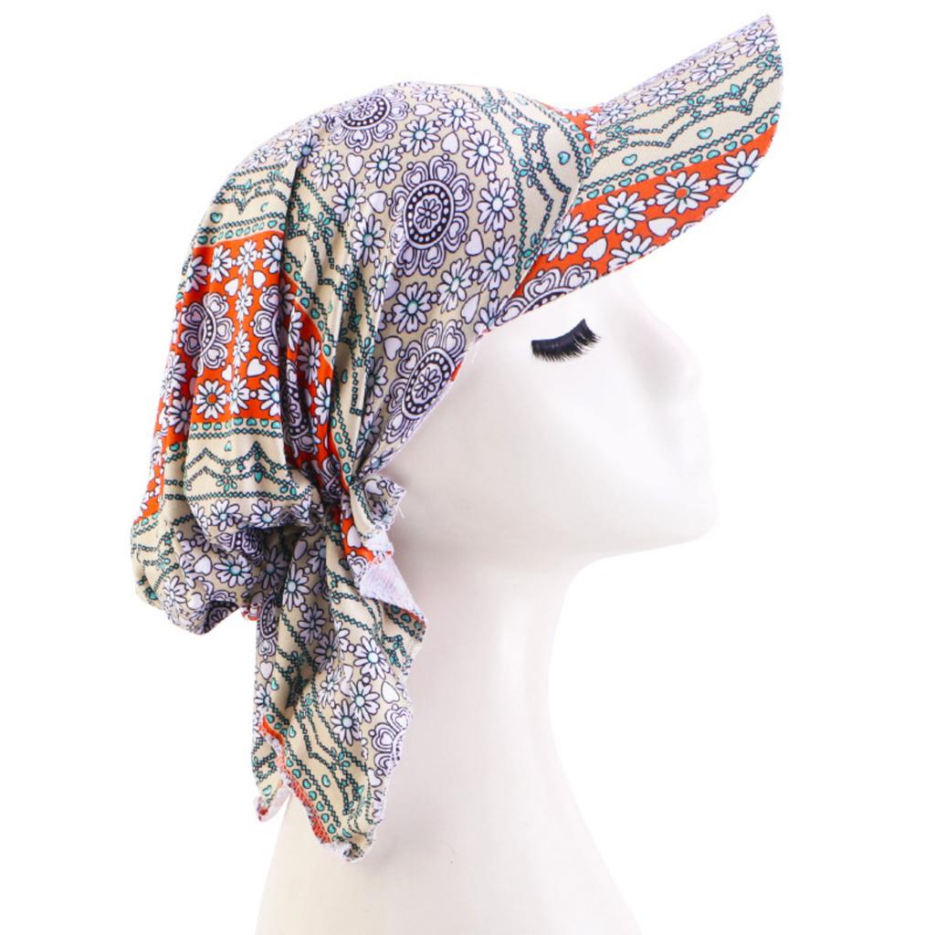 Cotton Bandana Cap with Visor Outdoor Sun Protection Hat Adjustable Headscarf Breathable Lightweight Headwear for Outdoor Activities