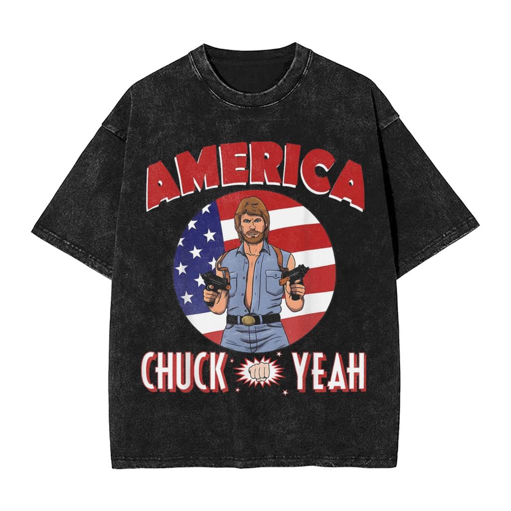 T-shirt Lavate Il Più Grande di Tutti i Tempi Chuck Norris Hip Hop T-shirt Retrò Harajuku Streetwear Top in Cotone Top Magliette per Unisex Donna