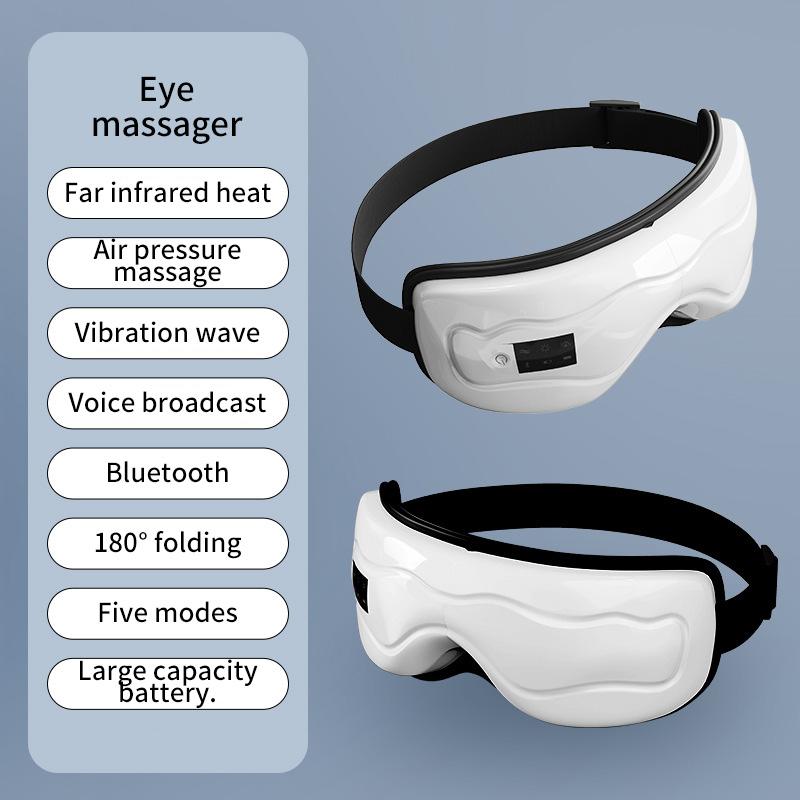 

Массажер для глаз Jinkairui с воздушным давлением, нагревом, Bluetooth, устройство для ухода за глазами, портативный, складной, для снятия усталости глаз, улучшения сна