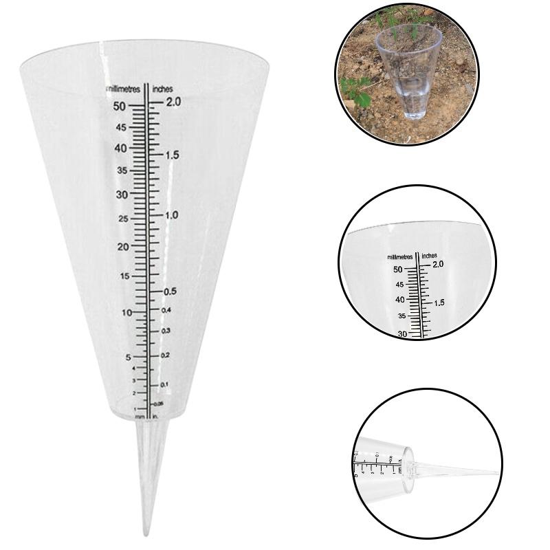 Conical Ground Insert Rain Gauge Transparent White Color Outdoor Gardening Tool