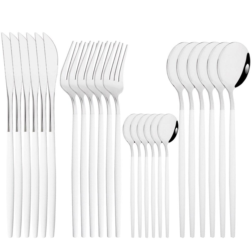 Mirror 24pcs Dinnerware Set Western Stainless Steel Cutlery Set Black Fork Spoon Silverware Set Knife Flatware Set Tableware Set