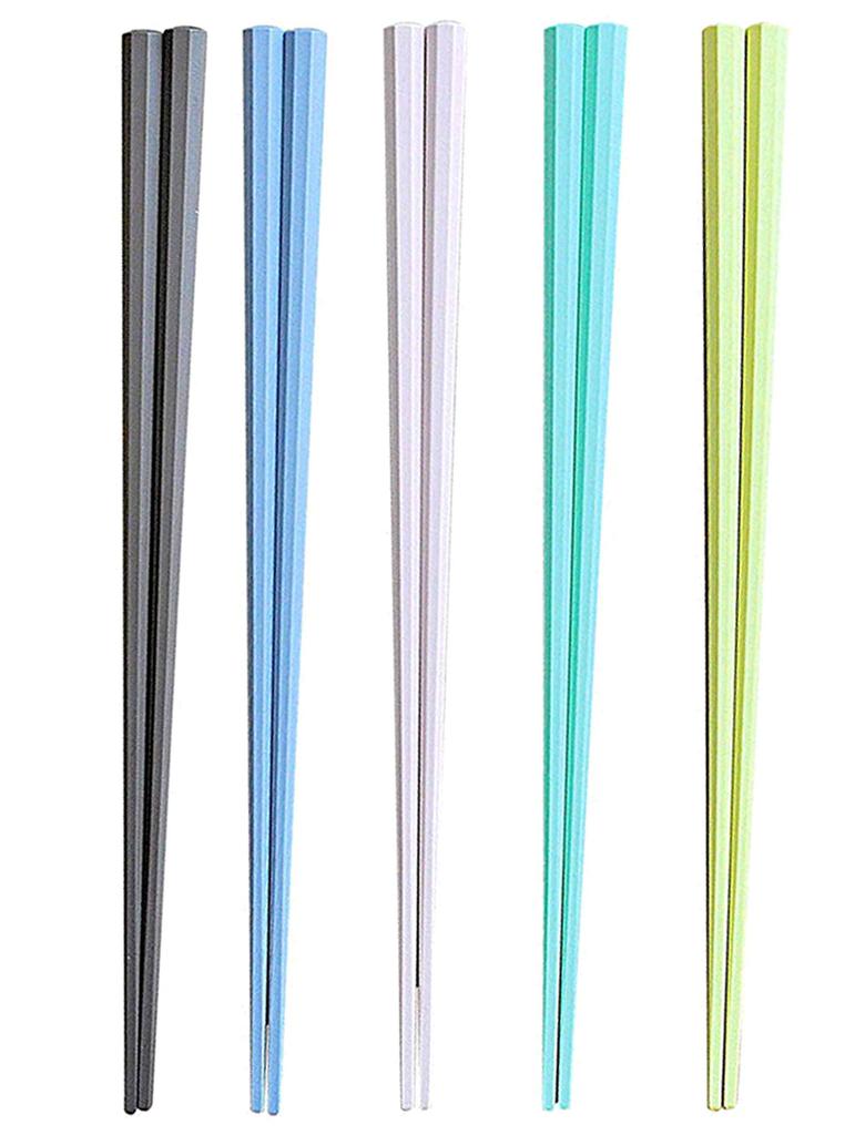 Fujisho Made in Japan Dishwasher Safe Octagonal 5 Pastel Set Pointed Tip 0824 Easy-to-Grip Chopsticks, 23cm, Colors, 5-Piece (Easy-to-Grip, &