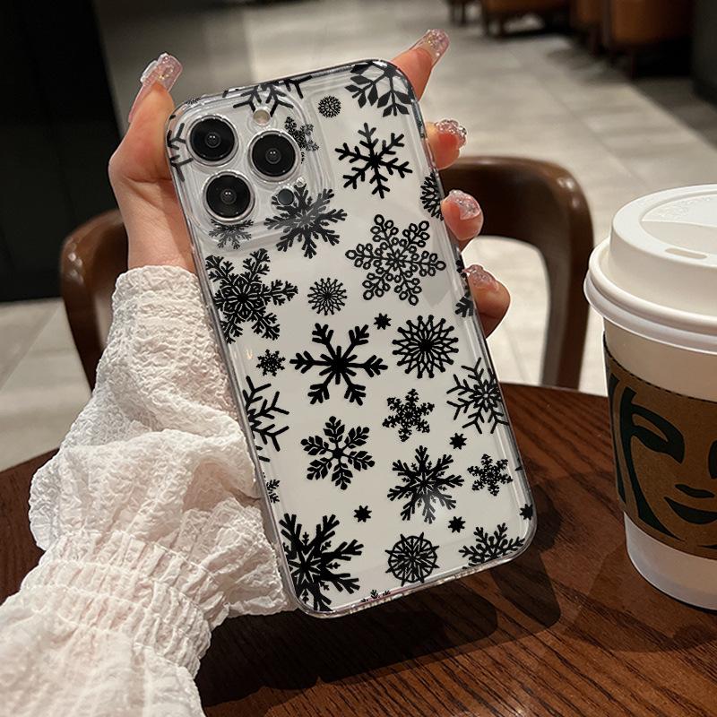 Popular Personalized Snowflake Mobile Phone Case Apple 17promax Transparent Case iPhone14 Wholesale Customization