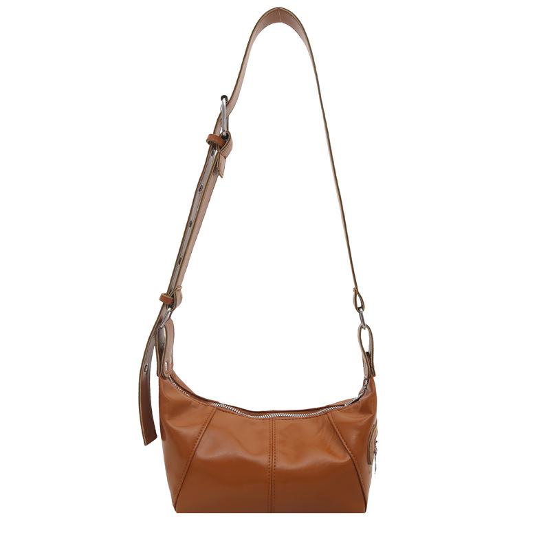 

Leather Shoulder Bag Glossy Messenger Bag Pillow Bag Adjustable For Leisure Commuting Dates коричневий