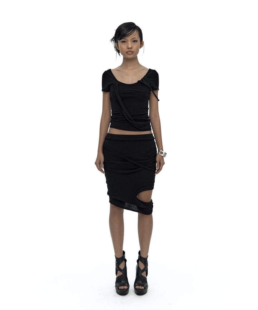 Kasiko Peek-A-Boo Strap Skirt Black