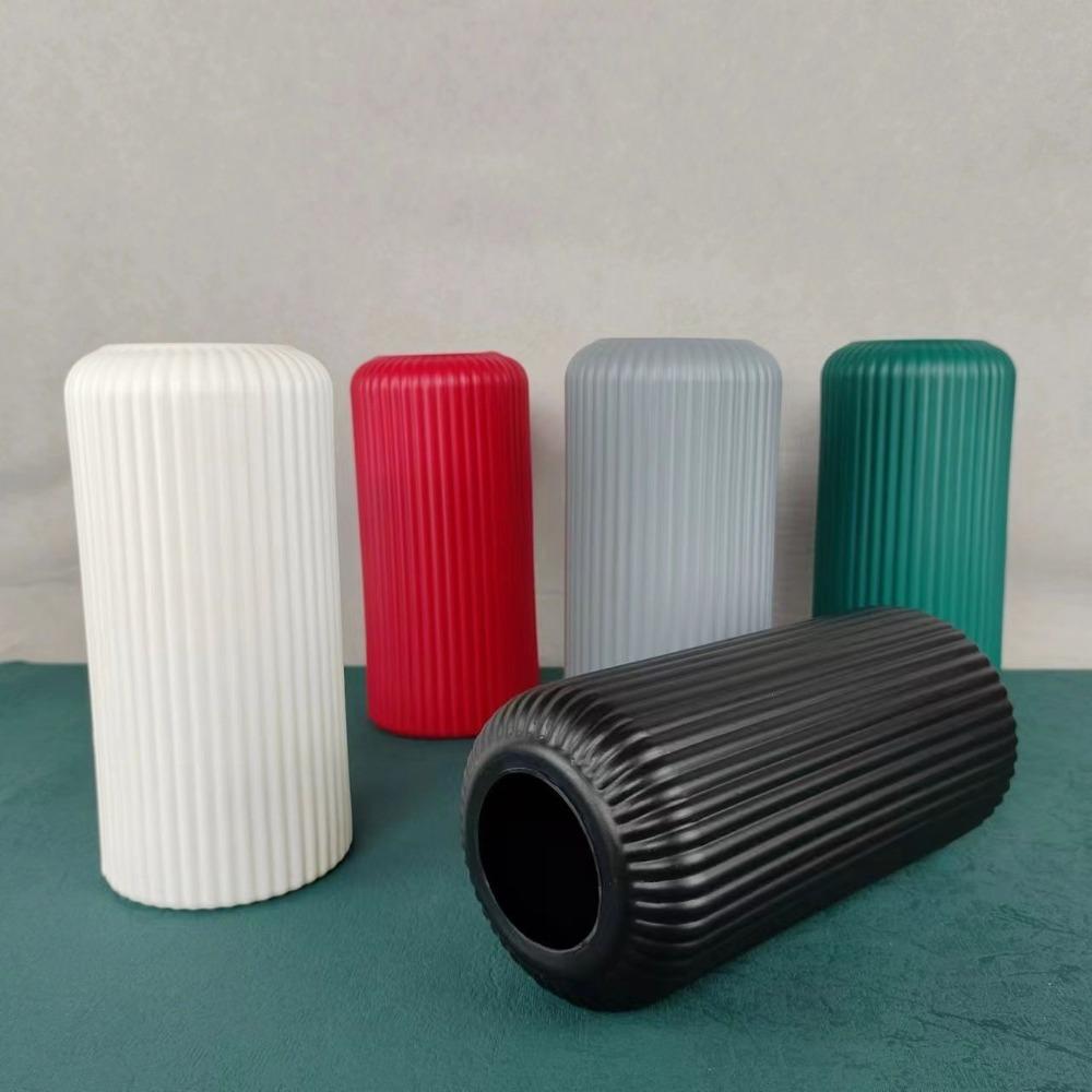 Einfache Dekorative Plastikvase Gestreifte Blumenvase Kreativer Blumentopf Wohnzimmer