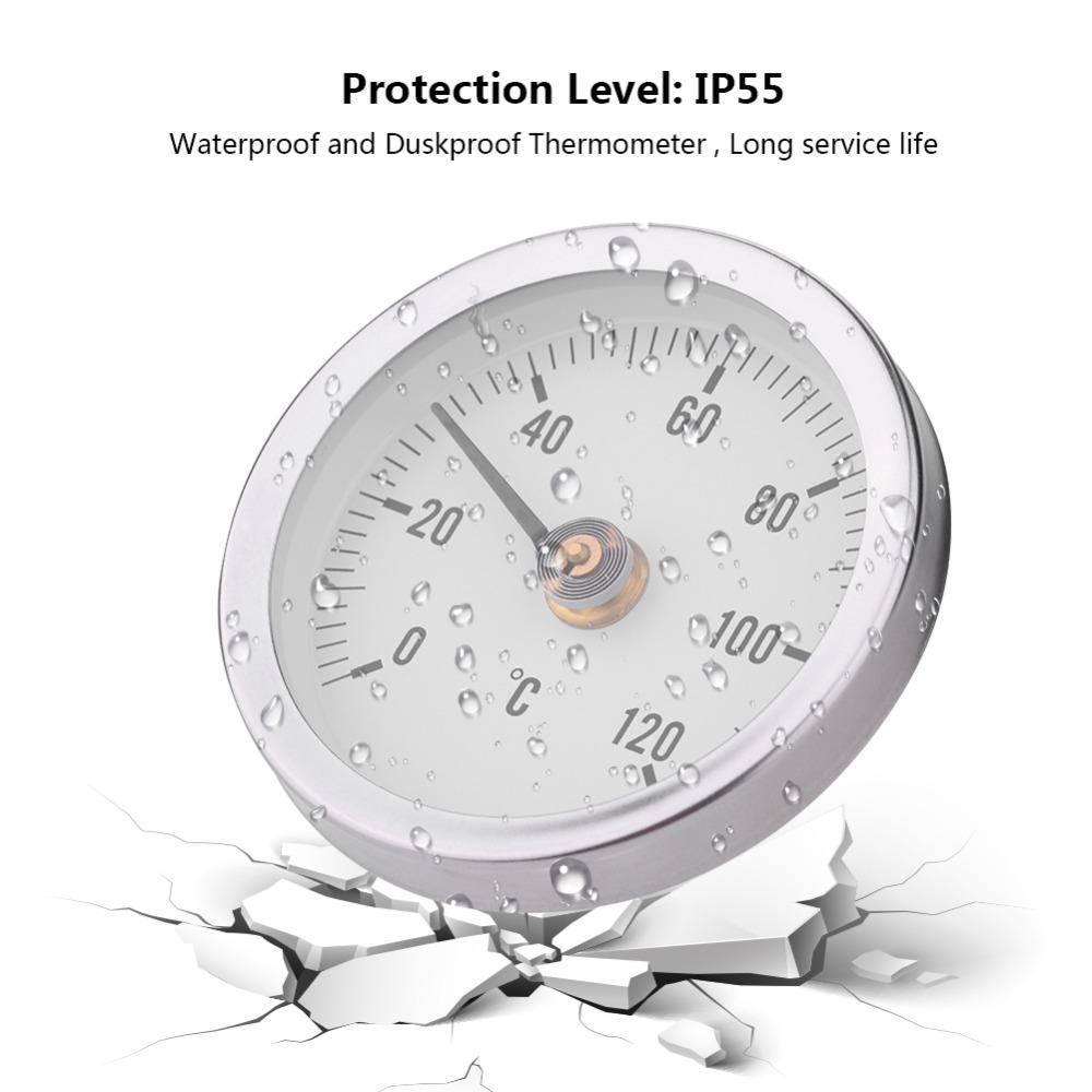 63mm Dial Pipe Thermometer 0-120℃ Bimetal Clip on Spring Thermometer IP55 Easy Installation Temperature Gauge
