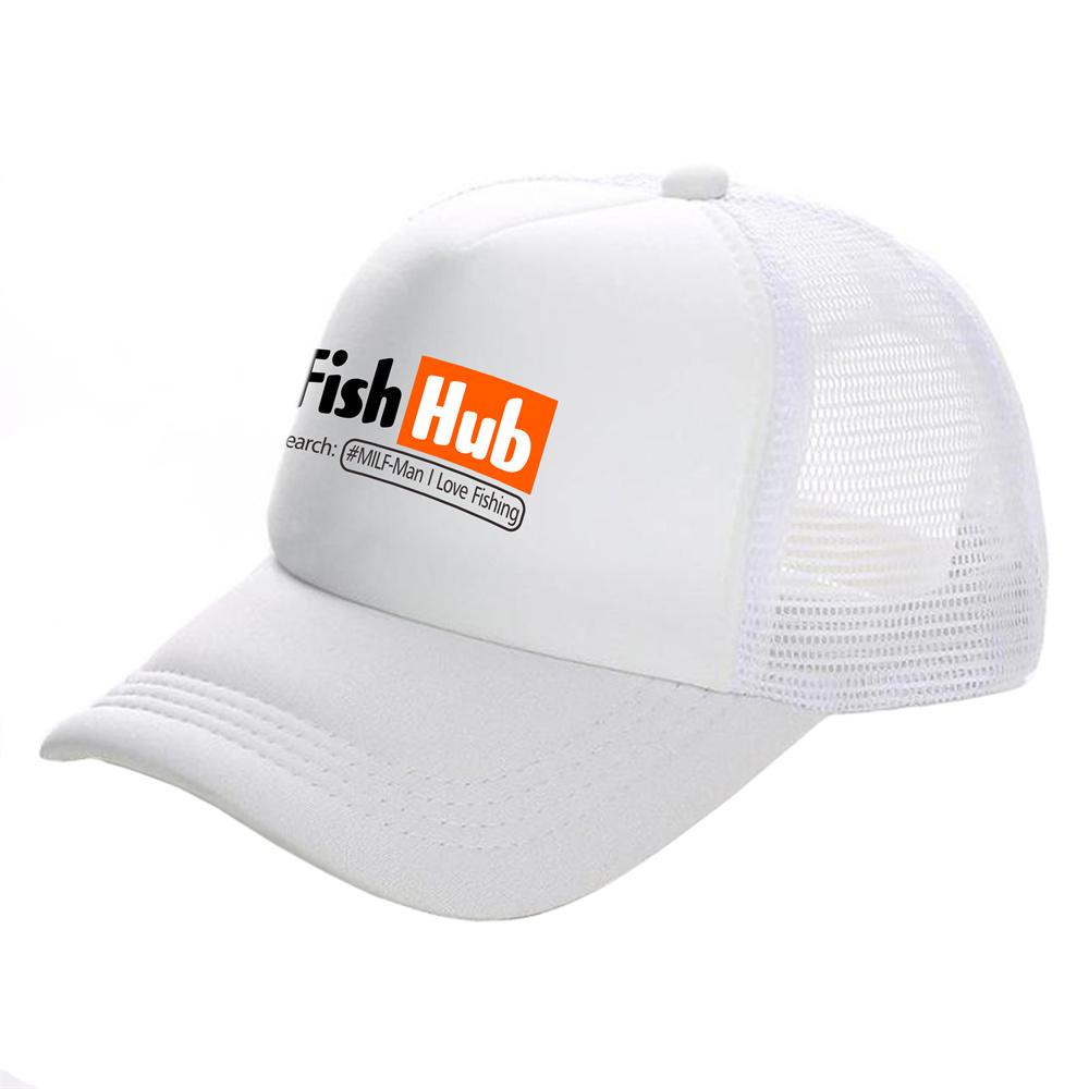 Fish Hub Trucker Cap Unisex Funny Fishing Hat Baseball Cap Cool Summer Unisex Mesh Net Caps MZ-499