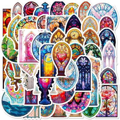 50 Blooming Baroque Window Grilles Stickers Personalized Vintage Objects Bohemian Totem Flower Stickers