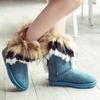 2024 Women's Mid-Calf Snow Boots with Faux Fox Fur Trim