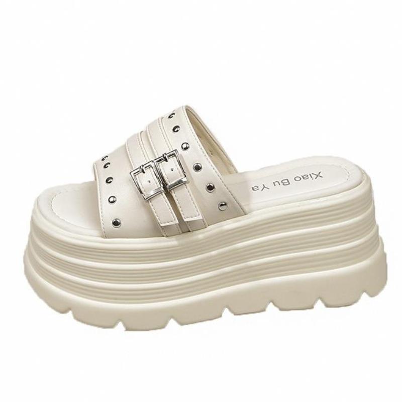 

Fashion 8cm Fashion High Modem Slippers New Summer High Quality Women Gladiator Sandals Platform Casual Slippers for Women Women Shoes 35 бежевый