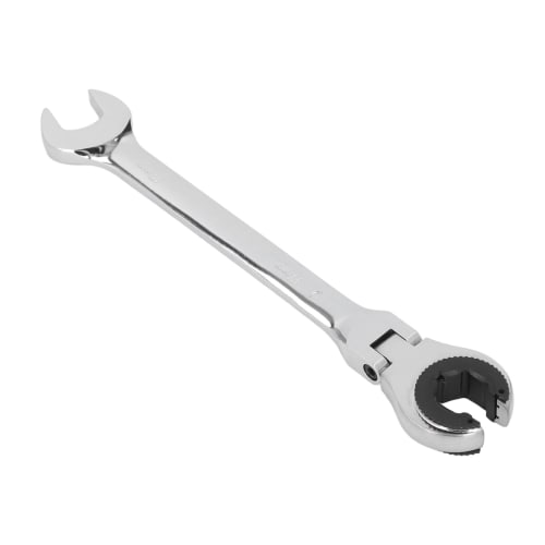 Flexible Head Gear Wrench, 17mm Flare Nut Flex Gear Wrench, Flex Head Ratchet Combination Wrench for Fuel, Brake, and Air Conditioning Pipe Nuts, Open