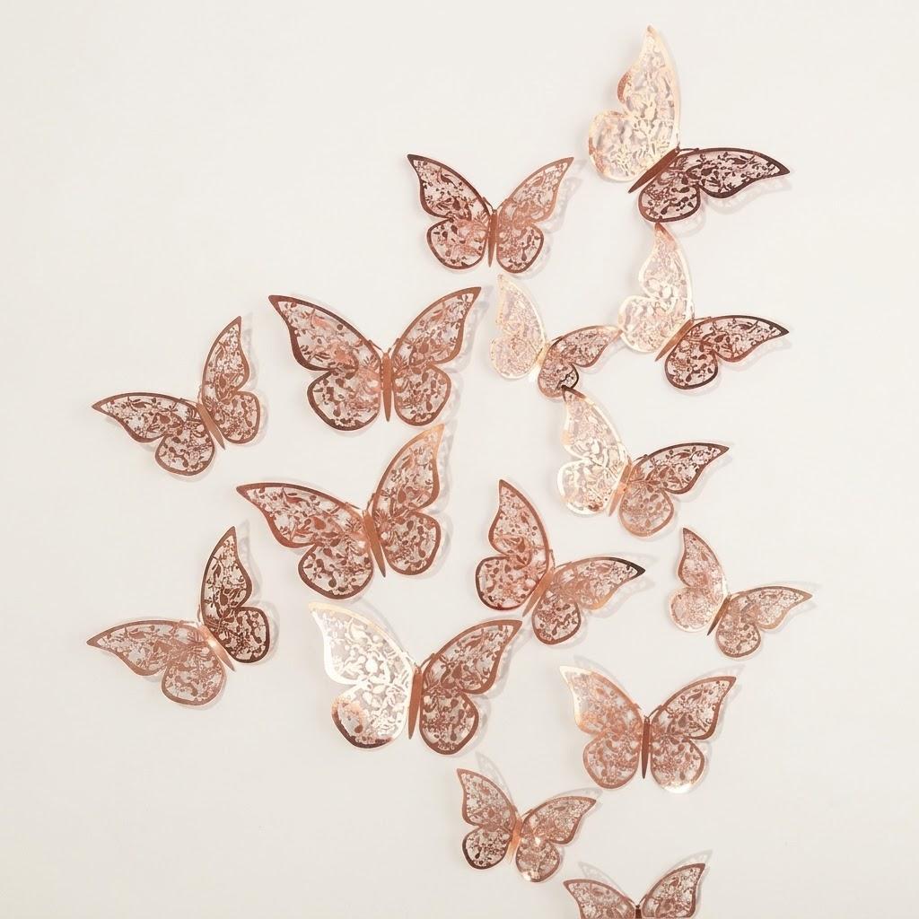 3D Butterfly Wall Stickers 12 Pieces Home Decor DIY Decals for Kids Room Nursery Bedroom Living Room Party Wedding Fridge
