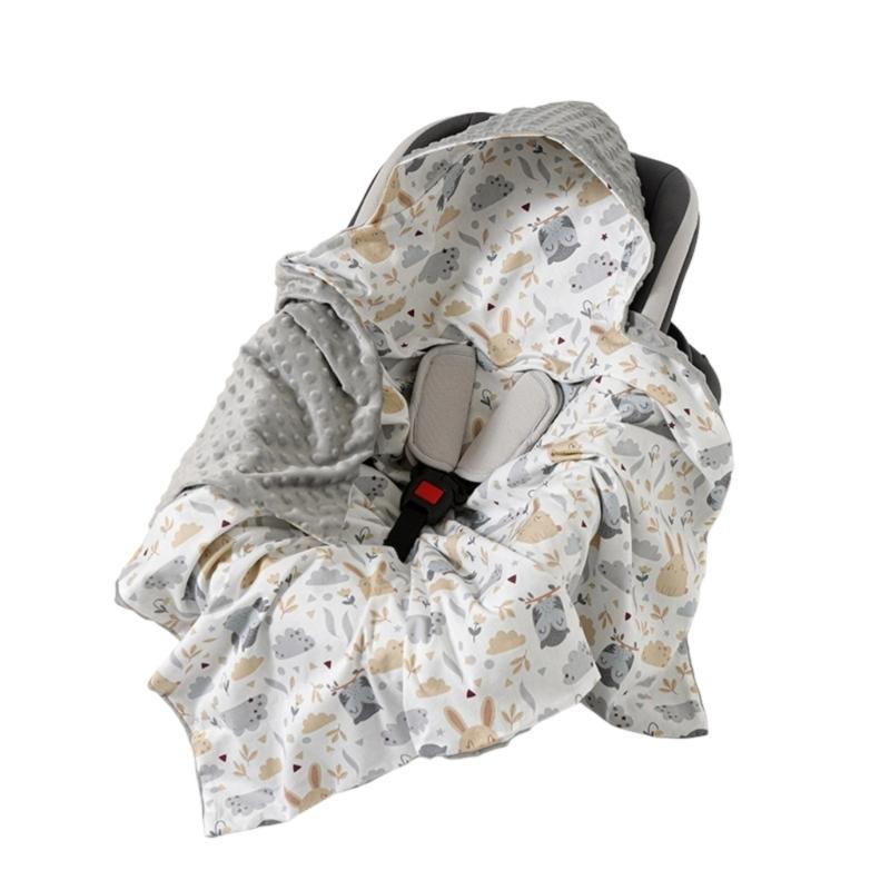 Multifunctional Hooded Infant Dot Swaddles Blanket Lightweight Cotton For Car Seat Strollers Tummy Time Play Mat