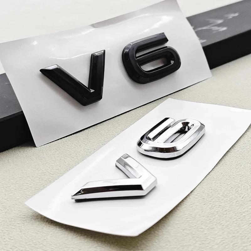 1pc 3D ABS Chrome Black Logo V6 Car Sticker Fender Trunk Emblem Badge For Volkswagen VW Touareg CC Arteon Golf R32 AccessoriesNB10