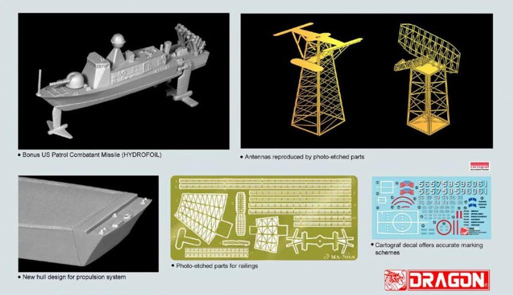 PLATZ Dragon US Missile Frigate Ingraham Plastic Model Kit DR7068 1/700 FFG-61 (Ship)