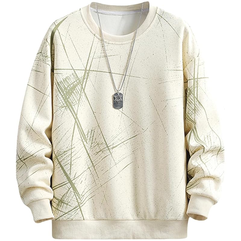 

[ODFMCE] trainer men s spring long sleeve casual Fashionable Relaxing large size (JP, alphabet, 2XL, beige)