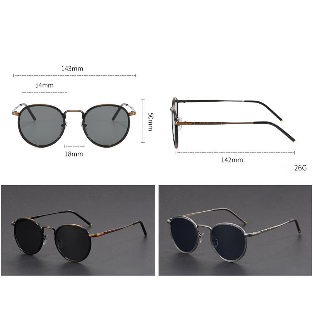 Retro Round Metal Frame Sunglasses For Men Women Titanium Driving Fishing Designer Sun Glasses