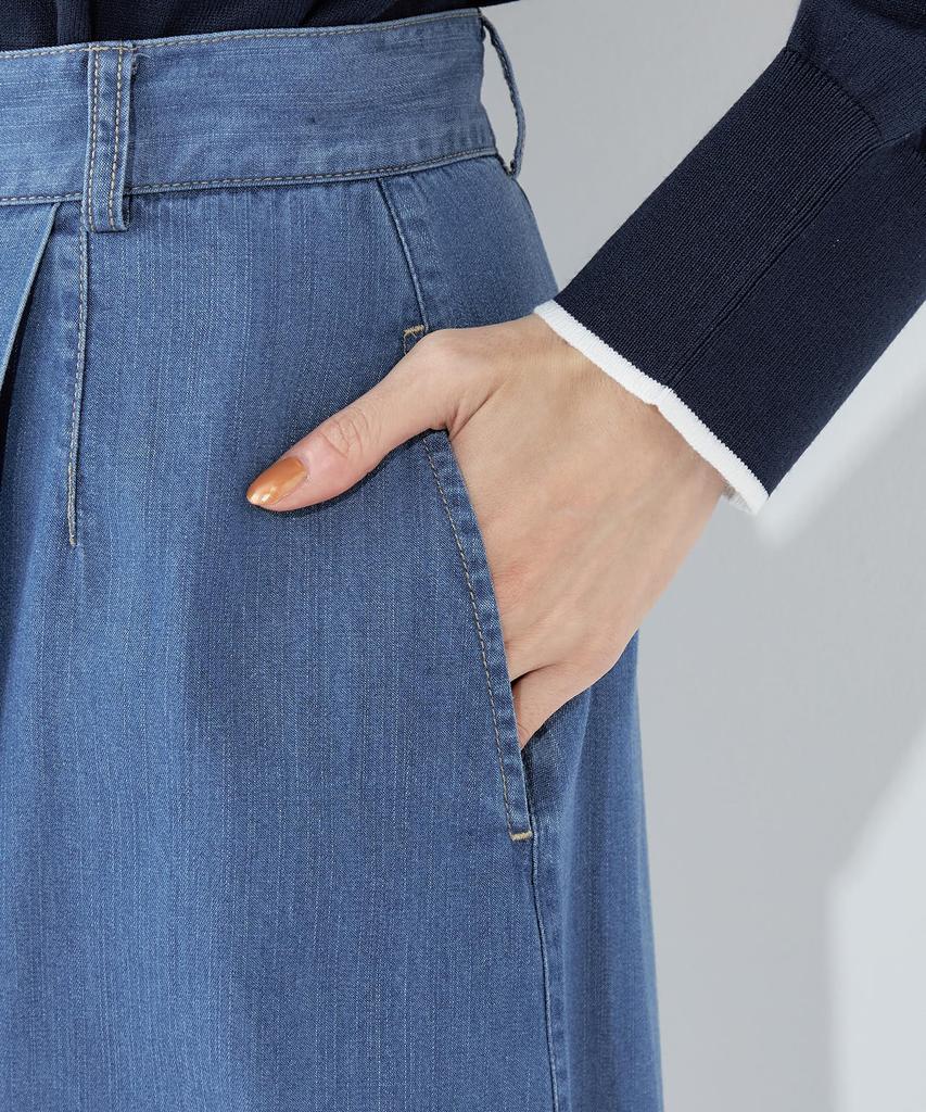 Petit Honfleur Denim Flare Skirt 67cm Women's (524276), Blue,