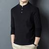 Spring Autumn Stand Collar Casual Fashion Bottomed T-shirt Male Long Sleeve Solid Color Tee Pullover Top Men