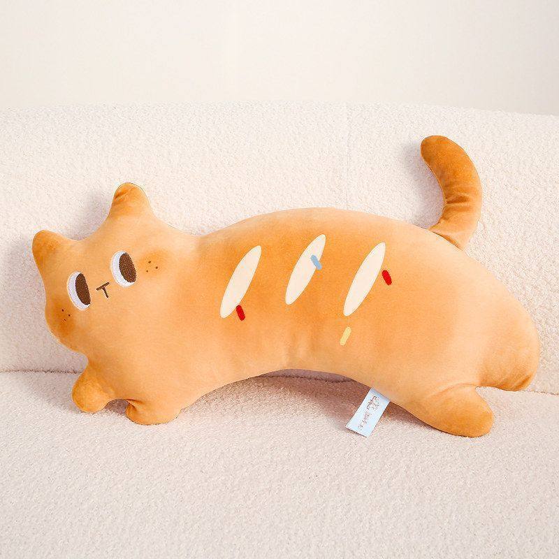 Plush Cat Bread Shape Pillow With Pp Cotton Filling For Sleeping And Lounge Comfort Cat