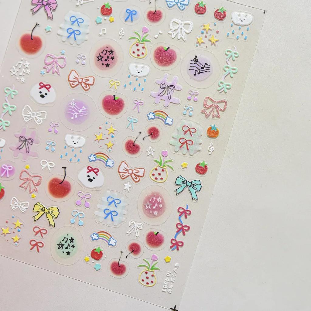 Beach Shell Swim Ring Bikini Watermelon Cat Ice Cream Crab Sunglass Coconut Tree Flowers Fruits Nail Art Stickers Decals