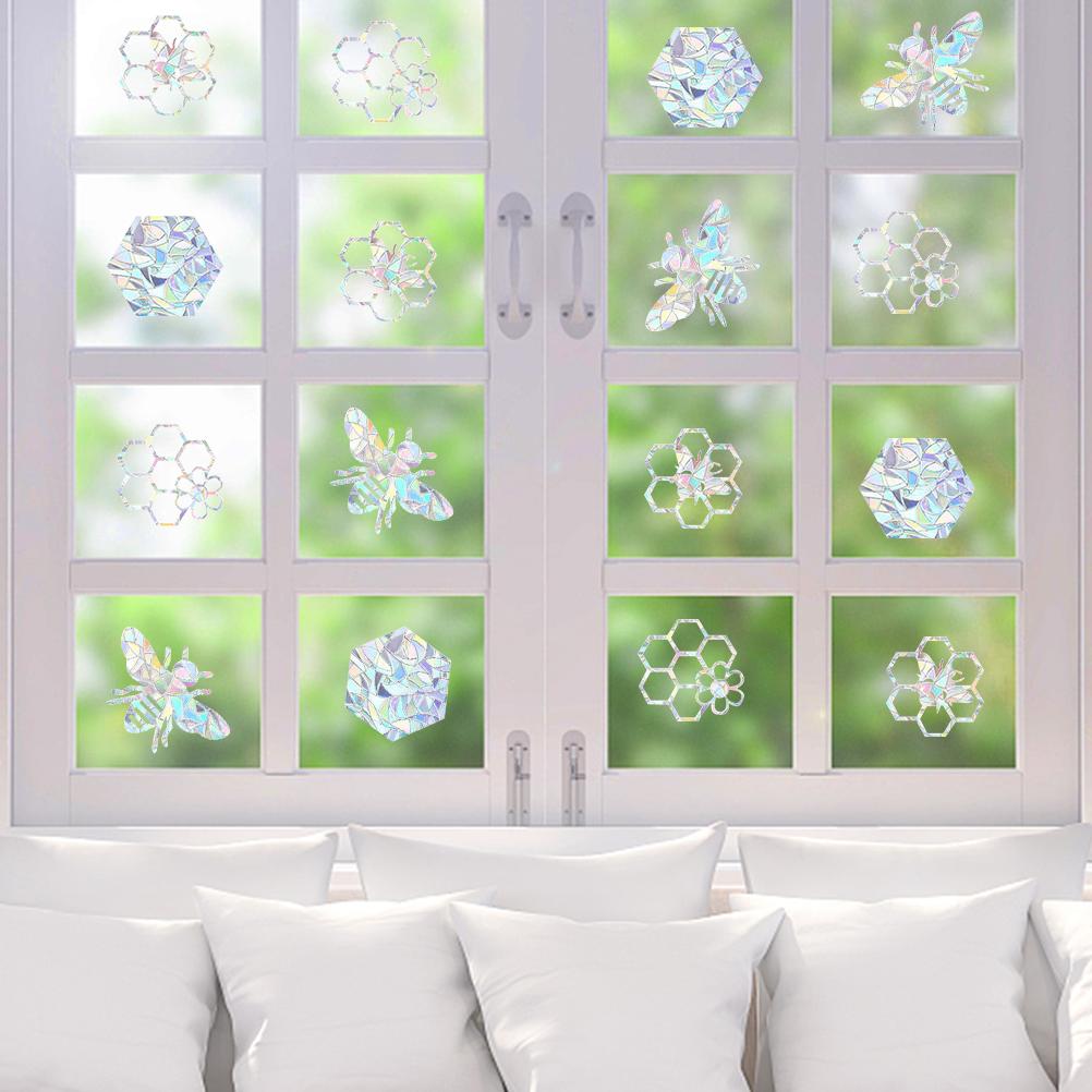 16Pcs Rainbow Suncatcher Window Clings Anti Collision Window Stickers Decals for Birds