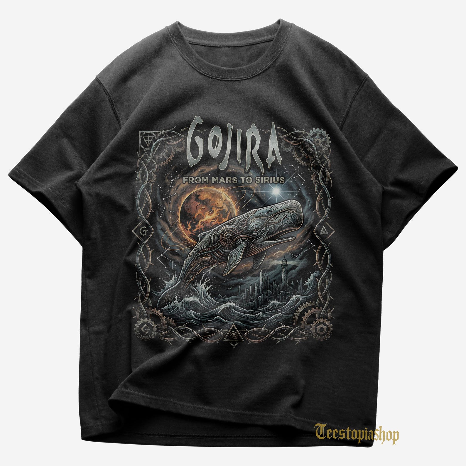 Gojira T shirt - Stranded - Flying Whales - From Mars to Sirius - Magma Album - Fortitude Album - Gojira Merch - Metal Music Shirt XL