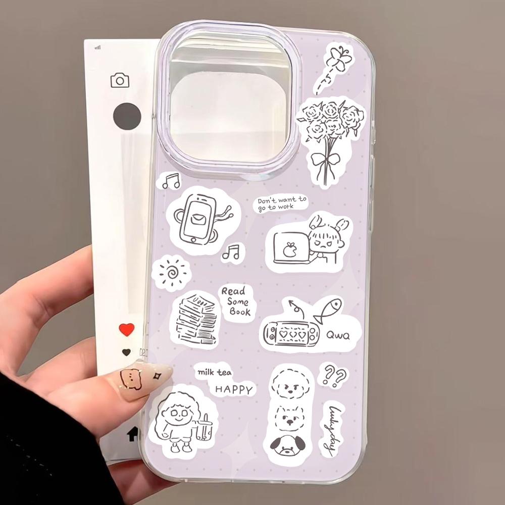 Painted Phone Case for iPhone 12 13 15 16 iPhone 16 12 13 14 15 Pro  14 15 16 Pro Max Coverage Shockproof Anti-Fingerprint Fresh Style Protective Case