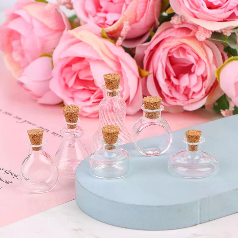 NEW 1:12 Dollhouse Miniature Vase Glass Bottle Wishing Bottle Storage Bottle with Cork Vase Candy Jar Model Doll House Decor
